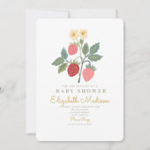 Invitation Baby shower de fleurs de bouquet de fraises (Devant)