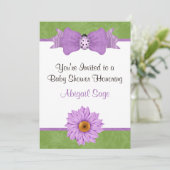 Invitation Baby shower de fleurs, de bow et de lad (Debout devant)