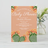 Invitation Baby shower de Fleurs de Cactus Élégant Bohème (Debout devant)