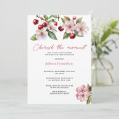 Invitation Baby shower de fleurs de cerises d'aquarelle (Debout devant)