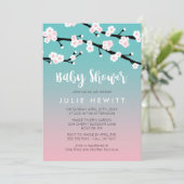 Invitation Baby shower de fleurs de cerisier (Debout devant)