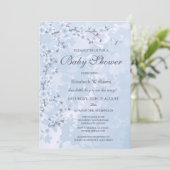Invitation Baby shower de fleurs de cerisier bleu (Debout devant)