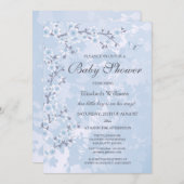 Invitation Baby shower de fleurs de cerisier bleu (Devant / Derrière)