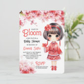 Invitation Baby shower de fleurs de cerisier japonais Sakura (Debout devant)