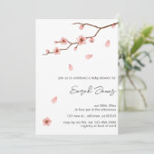 Invitation Baby shower de fleurs de cerisier rose (Debout devant)