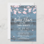 Invitation Baby shower de fleurs de cerisier rustique (Devant)