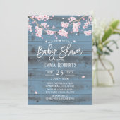 Invitation Baby shower de fleurs de cerisier rustique (Debout devant)