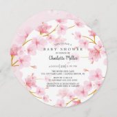 Invitation Baby shower de fleurs de cerisiers roses (Devant / Derrière)