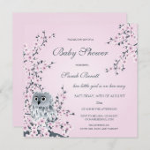 Invitation Baby shower De Fleurs De Chouette Et De Cerise (Devant / Derrière)