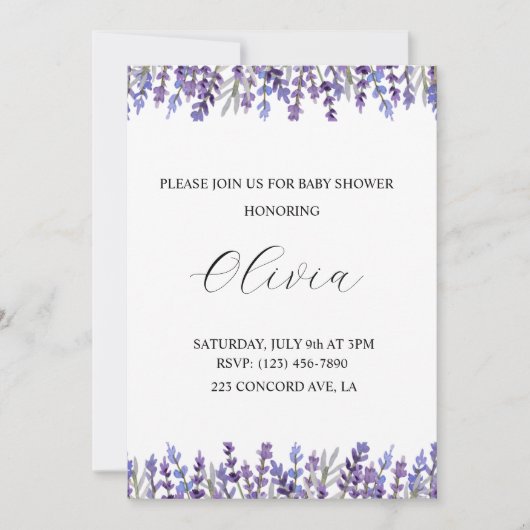 Invitation Baby shower de fleurs de couleur aquare (Devant)