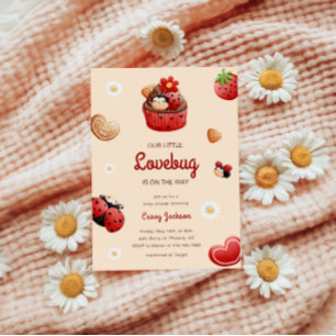 Invitation Baby shower de fleurs de cupcake de Ladybug mignon
