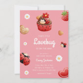 Invitation Baby shower de fleurs de cupcake de Ladybug mignon (Devant)