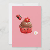 Invitation Baby shower de fleurs de cupcake de Ladybug mignon (Dos)