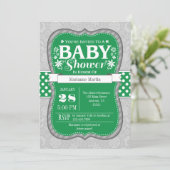 Invitation Baby shower de fleurs de gris vert (Debout devant)