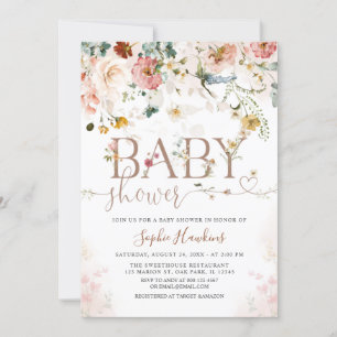 Invitation Baby shower de fleurs de jardin Fleur sauvage mode