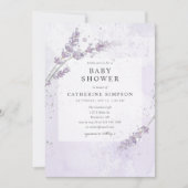 Invitation Baby shower de fleurs de lavande aquarelle (Devant)