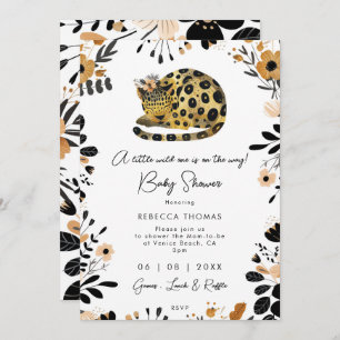 Invitation baby shower de fleurs de léopard sauvage