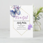Invitation Baby shower de fleurs de papillon (Debout devant)