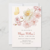 Invitation Baby shower de fleurs de pêche (Devant)
