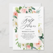 Invitation Baby shower de fleurs de pêche à l'aquarelle roman (Devant)