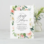 Invitation Baby shower de fleurs de pêche à l'aquarelle roman (Debout devant)