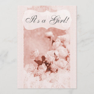 Invitation Baby shower de fleurs de pivoines roses Chic Shabb