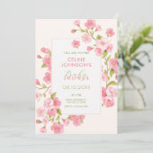 Invitation Baby shower de fleurs de sakura rose (Debout devant)