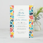 Invitation Baby shower de fleurs de soleil bleu jaune (Debout devant)