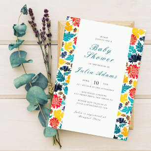 Invitation Baby shower de fleurs de soleil bleu jaune