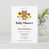 Invitation Baby shower de fleurs de soleil d'ours (Debout devant)