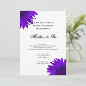 Invitation Baby shower de fleurs de soleil violet Pop Art (Debout devant)