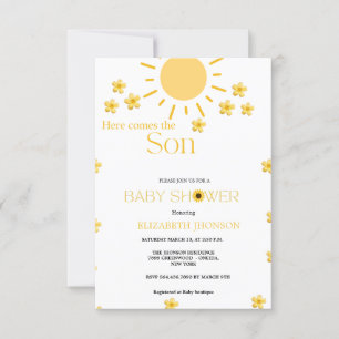 Invitation Baby shower de fleurs de tournesol simple