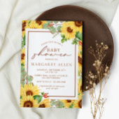 Invitation Baby shower de fleurs de tournesol vertes