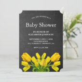 Invitation Baby shower de fleurs de tulipe jaune vif (Debout devant)