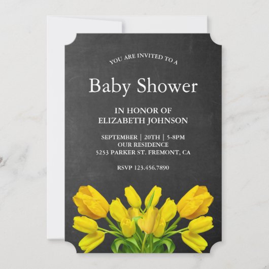 Invitation Baby shower de fleurs de tulipe jaune vif (Devant)