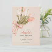 Invitation Baby shower de fleurs de tulipes pastel (Debout devant)