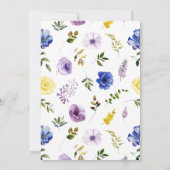 Invitation Baby shower de fleurs d'été pourpre et crème (Dos)