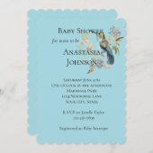 Invitation Baby shower de fleurs d'Hydrangea de colibri bleu (Devant / Derrière)