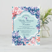 Invitation Baby shower de fleurs d'hydrangée rose et violet (Debout devant)