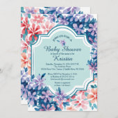 Invitation Baby shower de fleurs d'hydrangée rose et violet (Devant / Derrière)
