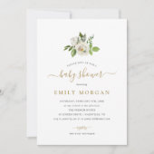 Invitation Baby shower de fleurs dorées (Devant)
