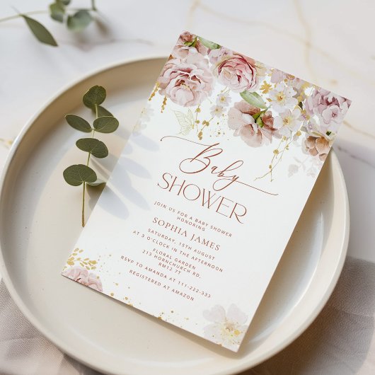 Invitation Baby shower de fleurs du jardin