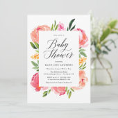 Invitation Baby shower de fleurs dynamiques (Debout devant)