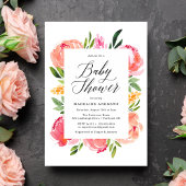 Invitation Baby shower de fleurs dynamiques