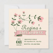Invitation Baby shower de fleurs esthétique (Devant)
