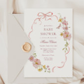 Invitation Baby shower de fleurs et de vaches roses