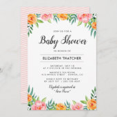 Invitation Baby shower de fleurs joyeuses (Devant / Derrière)