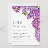 Invitation Baby shower de fleurs Lilac d'aquarelle violette (Devant)