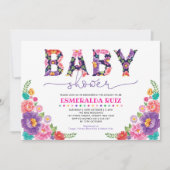 Invitation Baby shower de fleurs mexicaines de fleur rose mar (Devant)