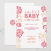 Invitation Baby shower de fleurs modernes (Devant / Derrière)